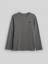 4F Longsleeve slim gładki męski - szary XXL. Szare koszulki sportowe męskie 4f, m, bez wzorów, z bawełny, klasyczne, bez kołnierzyka. Za 69.99 zł.
