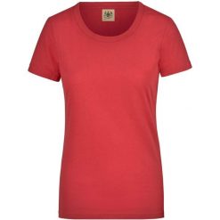 Glemo damska koszulka krótki rękaw, 100% bawełna, czerwona. Czerwone koszulki sportowe damskie YB SPORTS, bez wzorów, z bawełny, bez kołnierzyka, bez ramiączek, do piłki nożnej. Za 129.99 zł.