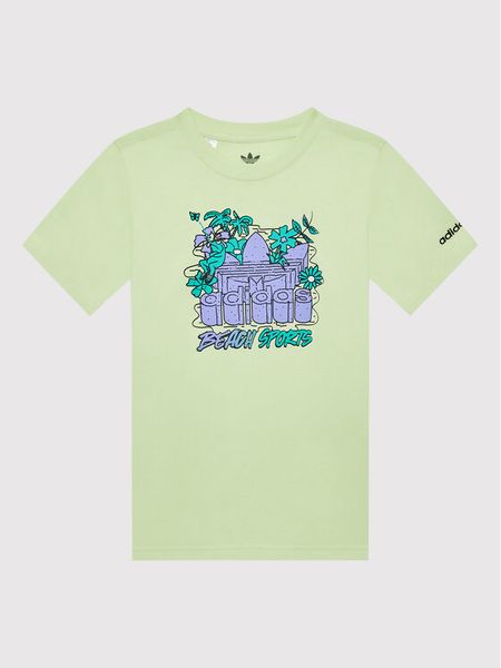 Adidas T-Shirt Graphic Stoked Beach HF7434 Żółty Regular Fit. Żółte t-shirty i topy dla dziewczynek Adidas, bez wzorów, z bawełny, bez ramiączek. Za 69.99 zł.