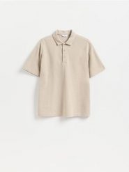 Koszulka polo boxy - jasnoszary. Szare koszulki polo męskie Reserved, l, bez wzorów, z bawełny, bez ramiączek. Za 119.99 zł.