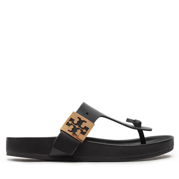 Japonki Tory Burch. Czarne klapki damskie Tory Burch, bez wzorów, bez obcasa. Za 849.99 zł.