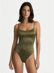 Calvin Klein Swimwear Strój kąpielowy LV00Q61120 Khaki. Brązowe kostiumy jednoczęściowe damskie Calvin Klein Swimwear, m, bez wzorów, z syntetyku. Za 529.99 zł.