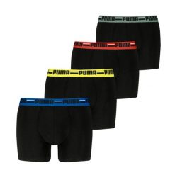 Bokserki męskie Puma BASIC BRAND ELASTIC 4-PACK czarne 93819710 r L. Czarne bokserki męskie Puma, l, bez wzorów, z bawełny. Za 149.19 zł.