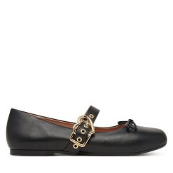 Baleriny LOVE MOSCHINO. Czarne baleriny damskie Love Moschino, bez wzorów, bez obcasa. Za 879.99 zł.