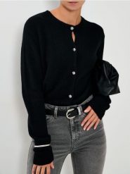 Rozpinany sweter - czarny. Czarne kardigany damskie Sinsay, l, bez wzorów. Za 59.99 zł.