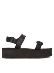 HUGO Sandały Zaralyn 50542082 Czarny. Czarne sandały damskie Hugo, bez wzorów, z materiału, bez obcasa, na koturnie, bez zapięcia. Za 449.99 zł.