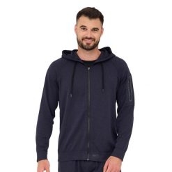 Bluza męska wełniana z kapturem Brubeck OUTDOOR MERINO. Niebieskie bluzy męskie Brubeck, l, bez wzorów, z elastanu, z kapturem. Za 439.00 zł.