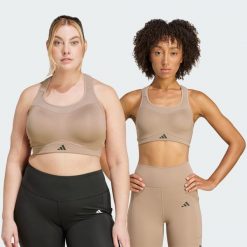 Biustonosz TLRD Impact Training High Support. Brązowe obuwie sportowe damskie Adidas, bez wzorów, z materiału, na fitness i siłownię. W wyprzedaży za 194.25 zł.