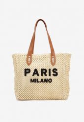 Beżowa Pleciona Torebka Shopper Ozdobiona Napisem Navinta. Brązowe torebki shopper damskie Renee, bez wzorów, bez dodatków. Za 69.99 zł.
