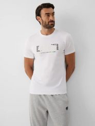 T-shirt regular z nadrukiem męski 4F. Czarne t-shirty męskie 4f, m, bez wzorów, z bawełny, klasyczne, bez kołnierzyka. Za 89.99 zł.
