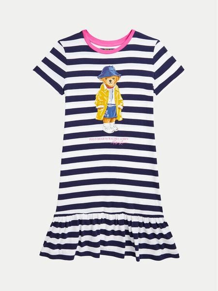 Polo Ralph Lauren Sukienka codzienna 313957382001 Granatowy Regular Fit. Niebieskie sukienki dla dziewczynek Polo Ralph Lauren, bez wzorów, z bawełny, bez ramiączek. Za 279.99 zł.