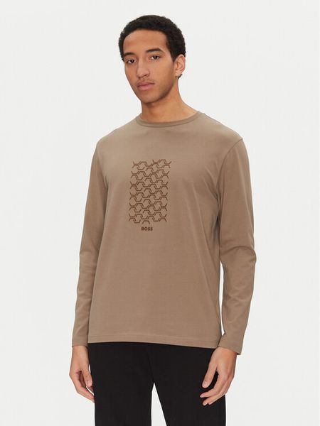 BOSS Longsleeve Togn 50534336 Brązowy Regular Fit. Brązowe bluzki z długim rękawem męskie Boss, m, bez wzorów, z bawełny, bez kołnierzyka. Za 219.99 zł.