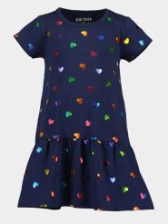 Blue Seven Sukienka codzienna 721657 X Granatowy Regular Fit. Niebieskie sukienki dla dziewczynek Blue Seven, bez wzorów, z bawełny, bez ramiączek. Za 69.99 zł.