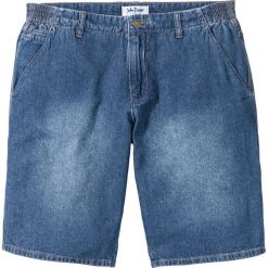 Bermudy dżinsowe Loose Fit z elastycznymi wstawkami po bokach w talii bonprix niebieski. Szorty męskie marki bonprix. Za 37.99 zł.