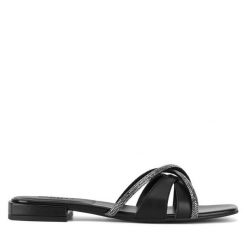 Klapki Badura. Czarne klapki damskie Badura, bez wzorów, bez obcasa. Za 159.99 zł.