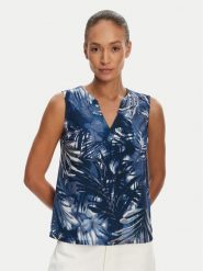 Tatuum Bluzka Lea T2509.056 Granatowy Regular Fit. Niebieskie bluzki damskie Tatuum, bez wzorów, z wiskozy, bez kołnierzyka, bez ramiączek. Za 109.99 zł.