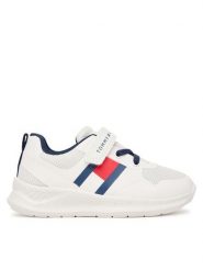 Tommy Hilfiger Sneakersy Flag Low Cut Lace-Up/Velcro T1X9-34369-1843 M Biały. Białe buty sportowe chłopięce Tommy Hilfiger, bez wzorów, ze skóry, bez zapięcia. Za 319.99 zł.