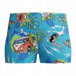 Spodenki Do Nauki Pływania Dla Chłopców. Niebieskie kąpielówki dla chłopców Speedo, bez wzorów, z materiału. Za 92.99 zł.