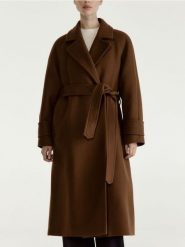 Płaszcz z wełną Manteco - brązowy. Brązowe płaszcze damskie Reserved, l, bez wzorów, z tkaniny, bez kaptura. Za 599.99 zł.