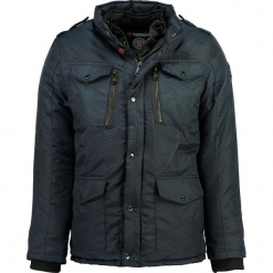 Parka "Divergence" w kolorze granatowym. Niebieskie parki męskie marki Geographical Norway Men, z aplikacjami. W wyprzedaży za 386.95 zł.