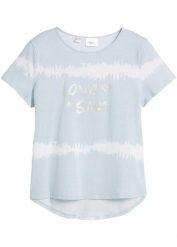 T-shirt z dłuższym tyłem z czystej bawełny organicznej. Niebieskie t-shirty i topy dla dziewczynek bonprix, bez wzorów, z bawełny, bez ramiączek. Za 44.99 zł.
