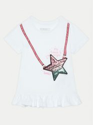 Guess T-Shirt K5RI19 K6YW4 Biały Regular Fit. Białe t-shirty i topy dla dziewczynek Guess, z aplikacjami, z bawełny, bez ramiączek. Za 69.99 zł.