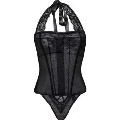 Gorset + stringi (2 części) bonprix czarny. Body damskie marki bonprix. Za 59.99 zł.