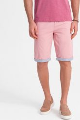 Ombre Szorty męskie chinosy z kontrastowym podwinięciem różowe V8 W421 XXL. Czerwone krótkie spodenki sportowe męskie Ombre, m, bez wzorów. Za 49.99 zł.