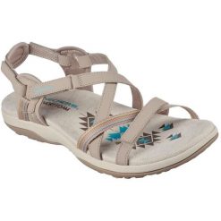 Sandały damskie Skechers Reggae Slim Sun Array. Brązowe sandały damskie Skechers, bez wzorów, z materiału, bez obcasa, bez zapięcia. Za 390.00 zł.
