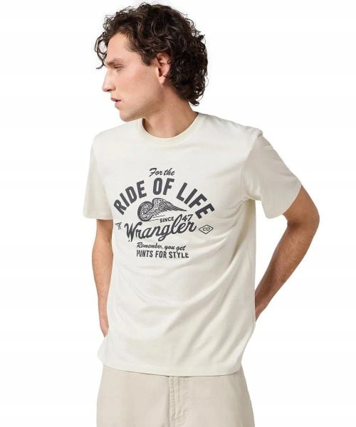 MESKA KOSZULKA WRANGLER AMERICANA TEE VINTAGE WHITE 112362791. Białe t-shirty męskie Wrangler, xl, bez wzorów, vintage, bez kołnierzyka. Za 79.99 zł.