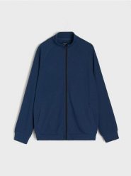 Prążkowana bluza bomberka - szary. Szare bluzy męskie Sinsay, l, bez wzorów, prążkowane, bez kaptura. Za 59.99 zł.