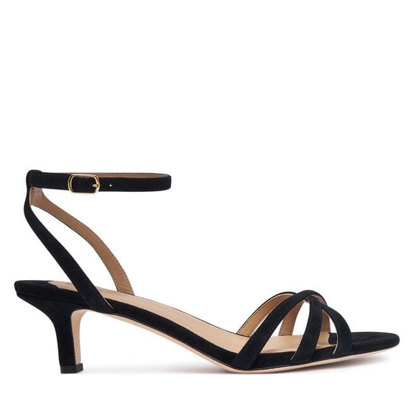 Sandały LAUREN RALPH LAUREN. Czarne sandały damskie Lauren Ralph Lauren, bez wzorów, bez obcasa, na szpilce, bez zapięcia. Za 623.99 zł.