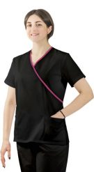 Visent Bluza medyczna kosmetyczna damska lekarska czarny / amarantowa lamówka 52. Czarne bluzy damskie Visent, bez wzorów, bez kaptura. Za 64.99 zł.