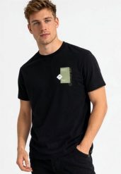 T-shirt męski, Comfort Fit, T-PATCH. Czarne t-shirty męskie Volcano, m, z aplikacjami, z bawełny, bez kołnierzyka. Za 69.99 zł.