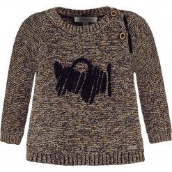 Sweter w kolorze brązowym. Brązowe swetry dla chłopców bellybutton, z haftami, ze splotem, z okrągłym kołnierzem. W wyprzedaży za 82.95 zł.