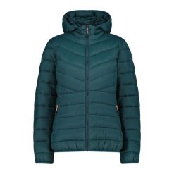Kurtka puchowa z kapturem, ocieplana 3M dla kobiet CMP. Zielone kurtki damskie CMP, m, bez wzorów, z puchu, z kapturem. Za 492.70 zł.