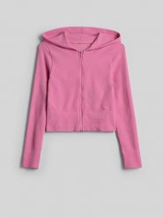 4F Bluza dresowa slim z kapturem damska - różowa XS/S. Czerwone bluzy damskie 4f, s, bez wzorów, z dresówki. Za 169.99 zł.