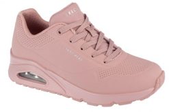 Buty sportowe Sneakersy damskie, Uno-Stand on Air. Niebieskie obuwie sportowe damskie Skechers, bez wzorów, z materiału, trekkingowe. Za 289.99 zł.