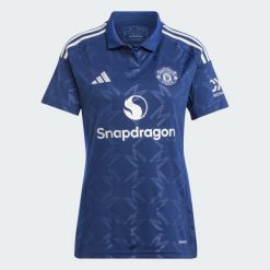 Koszulka Manchester United 24/25 Away. Niebieskie koszulki sportowe damskie Adidas, l, bez wzorów, z materiału, sportowe, bez kołnierzyka. W wyprzedaży za 306.75 zł.