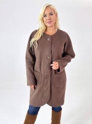 Kardigan Kaja w odcieniach brązu XXL OVERSIZE JESIEŃ. Kardigany damskie Moda Size Plus Iwanek, s, bez wzorów, z poliesteru, eleganckie, krótkie. Za 199.90 zł.