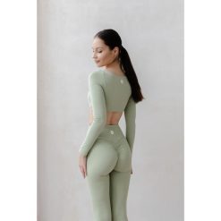 Legginsy dzwony Moonholi Flare z rozszerzanymi nogawkami. Zielone bielizna termoaktywna damska MOONHOLI, bez wzorów. Za 369.00 zł.