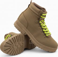 Buty trekkingowe męskie Ombre Zimowe buty męskie trekkingowe z kontrastowymi sznurówkami - brązowe V2 OM-FOBO-0132 42. Brązowe trekkingi męskie Ombre, na zimę. Za 129.99 zł.