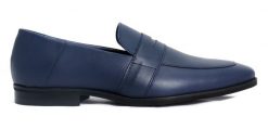 Granatowe loafersy - wsuwane buty męskie - penny loafers T216. Mokasyny męskie Modini Moda Męska, z gumy, casualowe. W wyprzedaży za 297.00 zł.