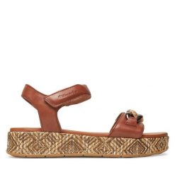 Sandały Tamaris. Brązowe sandały damskie Tamaris, bez wzorów, bez obcasa, na koturnie, bez zapięcia. Za 269.99 zł.