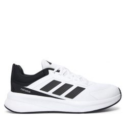 Sneakersy adidas. Białe trampki i tenisówki chłopięce Adidas, bez wzorów, bez zapięcia. Za 239.99 zł.