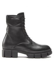 KARL LAGERFELD Trzewiki KL43250 Czarny. Czarne botki damskie KARL LAGERFELD, ze skóry, bez obcasa, na płaskiej podeszwie, bez zapięcia. Za 1,159.00 zł.