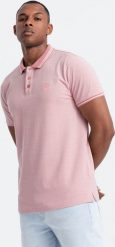 Ombre Melanżowa koszulka męska polo z kołnierzykiem w paski różowa V2 OM-POSS-0109 L. Czerwone koszulki polo męskie Ombre, l, bez wzorów, bez ramiączek. Za 89.99 zł.
