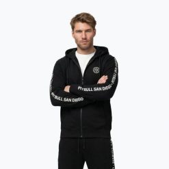 Bluza męska Pitbull Tape Parker Hooded Zip. Czarne bluzy męskie PITBULL, l, bez wzorów, z bawełny, bez kaptura. Za 269.99 zł.