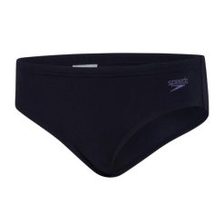 Slipy kąpielówki dla dzieci Speedo Essential. Niebieskie kąpielówki dla chłopców Speedo, bez wzorów, z materiału. Za 51.98 zł.