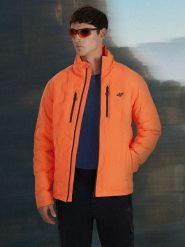 4F Kurtka puchowa trekkingowa z wypełnieniem syntetycznym męska - czerwona L. Czerwone kurtki męskie 4f, l, bez wzorów, z materiału, bez kaptura. Za 499.99 zł.